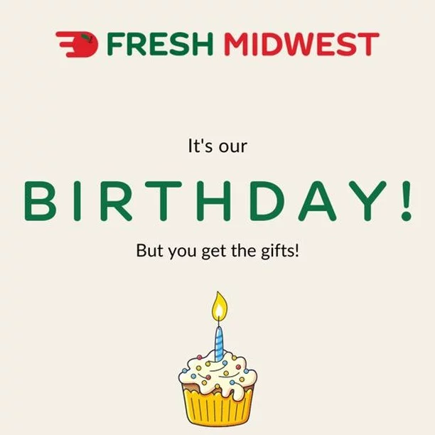 🎉 It’s our birthday, but YOU get the gifts! 🎁

Get 33% off Meal Kits, exclusive partner discounts, and FREE delivery! 🚚✨ Plus, every order comes with a special gift.

Offer valid from 10/3 to 10/16. Tap the link in our bio to start shopping now! 🛒🎂

.
.
.
#SupportLocal#ShopSmallBusiness#FreshMidwest#GroceryDelivery#OnlineGrocery#DeliveryService#FoodDelivery#DoorStepDelivery#OnlineGroceryShopping#NoContactDelivery#ShopSmall#SmallBusiness#ShopLocal#LocalDelivery#InstaFood#DinnerIdeas#FoodGram#HomeCooking#midwest#chicago#wisconsin#picoftheday#mealkit#dinner#healthydinner #lunch #backtoschool #schoo #wine #winelovers