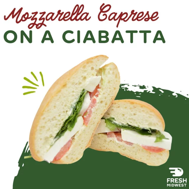 Fresh, creamy mozzarella, juicy tomatoes, crisp arugula, and a drizzle of basil pesto aioli—all tucked inside a soft, golden ciabatta roll. 😍🍅

Say hello to your new lunch obsession: the Mozzarella Caprese on Ciabatta! 🤤

✨ Bonus: Grab-n-Go items are 3 for just $9.99 this week!

Link in bio. 
.
.
.
.
#SupportLocal#ShopSmallBusiness#FreshMidwest#GroceryDelivery#OnlineGrocery#DeliveryService#FoodDelivery#DoorStepDelivery#OnlineGroceryShopping#NoContactDelivery#ShopSmall#SmallBusiness#ShopLocal#LocalDelivery#InstaFood#DinnerIdeas#FoodGram#HomeCooking#midwest#chicago#wisconsin#picoftheday#mealkit#dinner#healthydinner #lunch #backtoschool #school