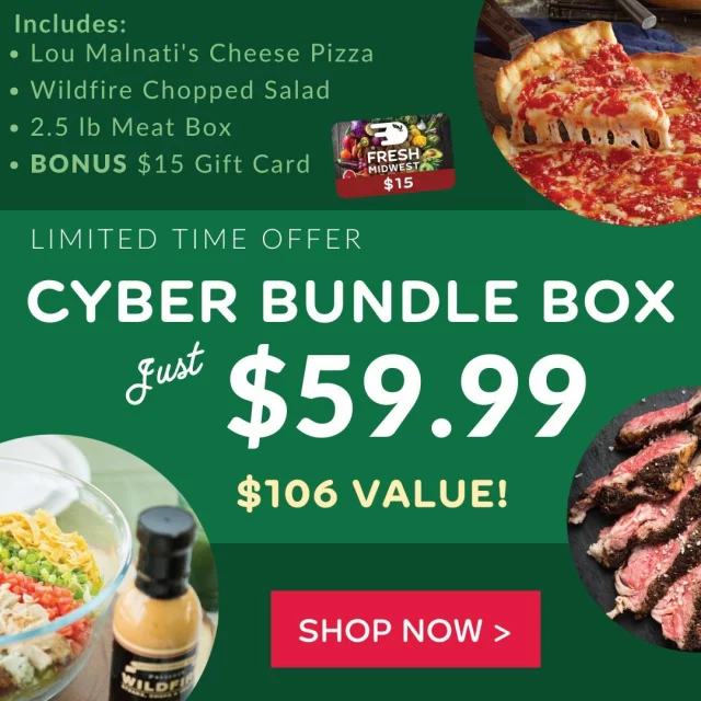 🎉 Let the Cyber Week shopping spree begin! 

🍽️ 25% off Select Meal Kits
🍕 25% off Lou’s Pizza
📦 Indulge in our Cyber Bundle Box or Savor & Sip Box

Don’t miss these delicious deals – shop today and save! 🛒✨ Link in bio.